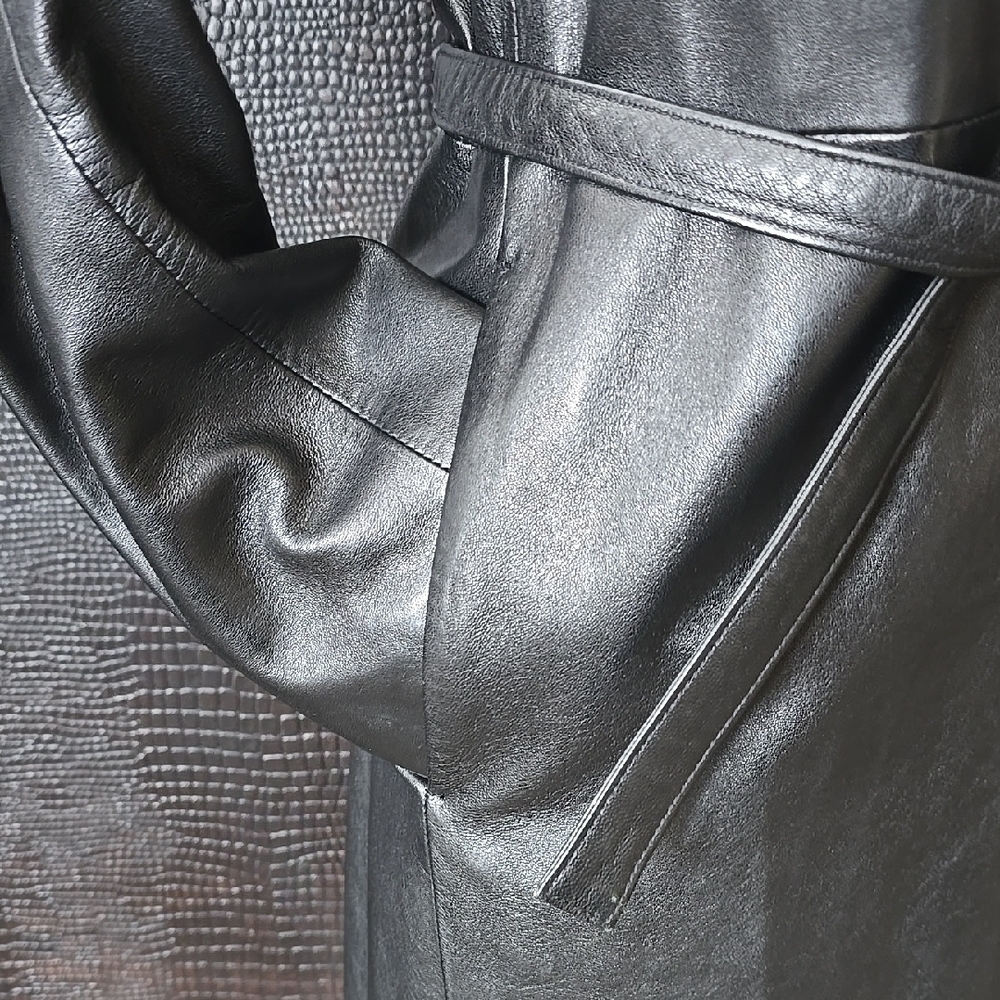 Kenneth Cole Black Trench Coat Timeless Elegance - Picture 14 of 16